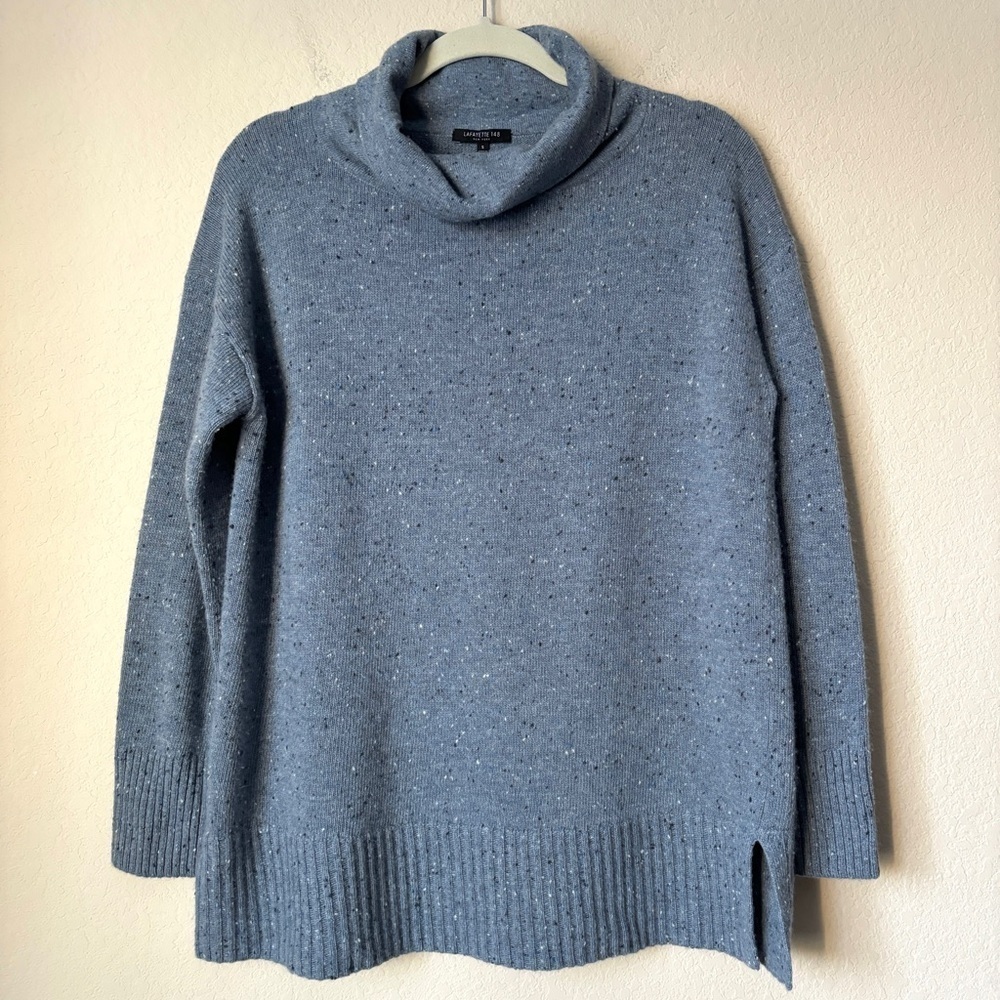 Lafayette 148 Wool Turtleneck Speckled Knit Relaxed Sweater